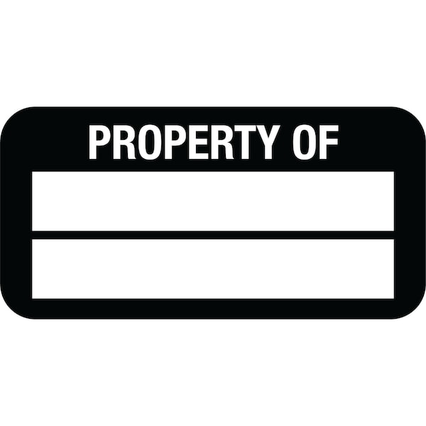 Lustre-Cal Property ID Label PROPERTY OF Polyester Black 1.50in x 0.75in 2 Blank No Pads, 100PK 253772Pe2K0000 - main